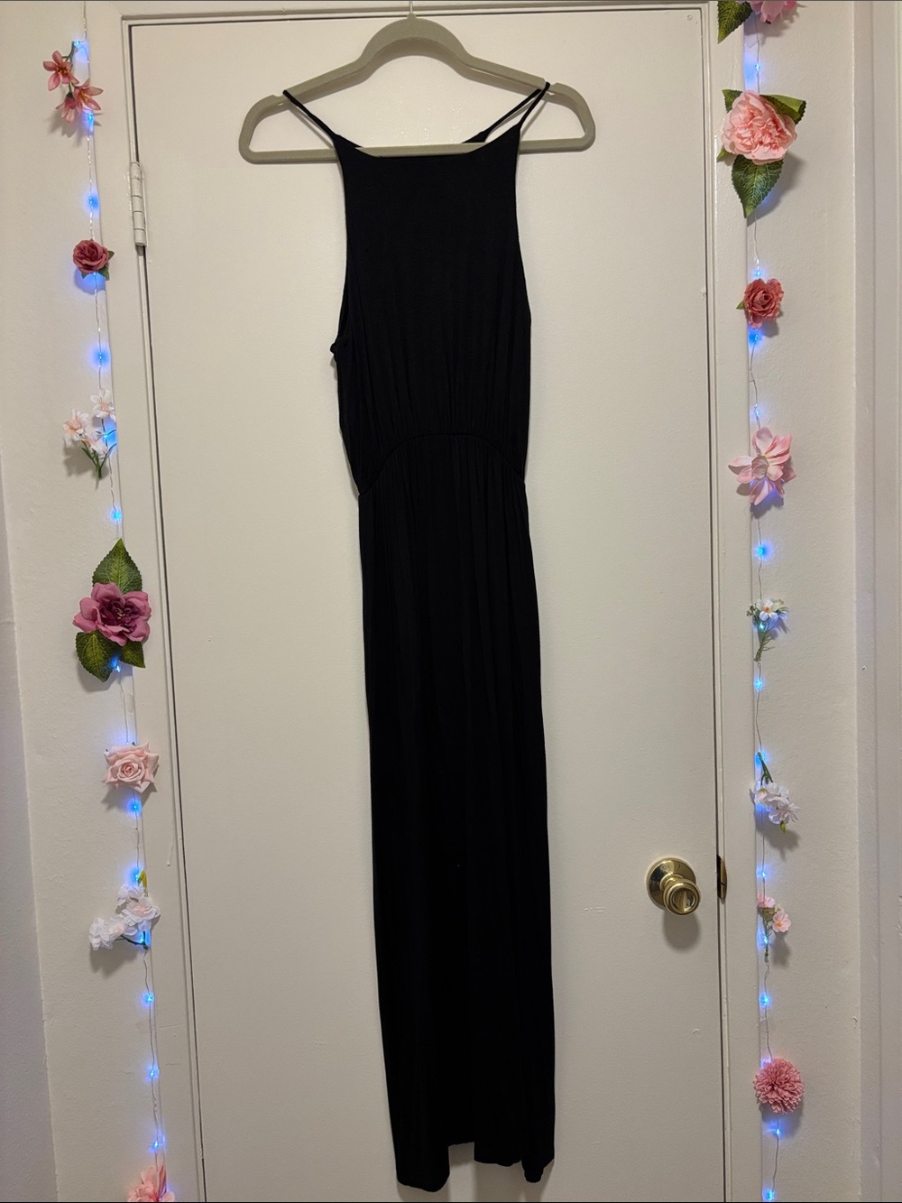 Joe & Elle Black Sleeveless Maxi Dress with Slim Straps